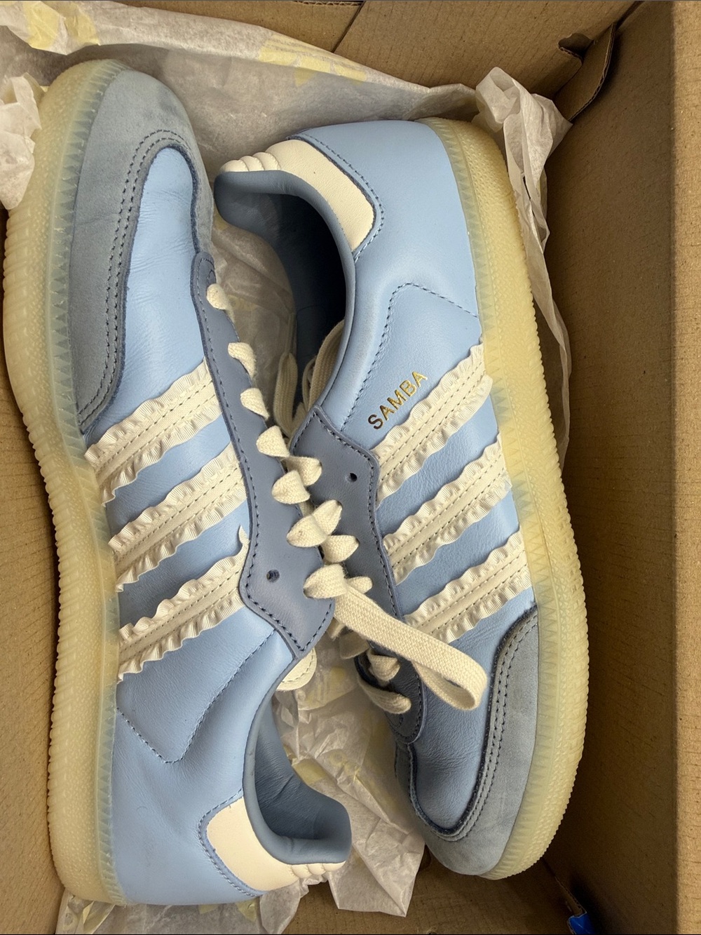 adidas Kids Samba Sneakers in Light Blue & White